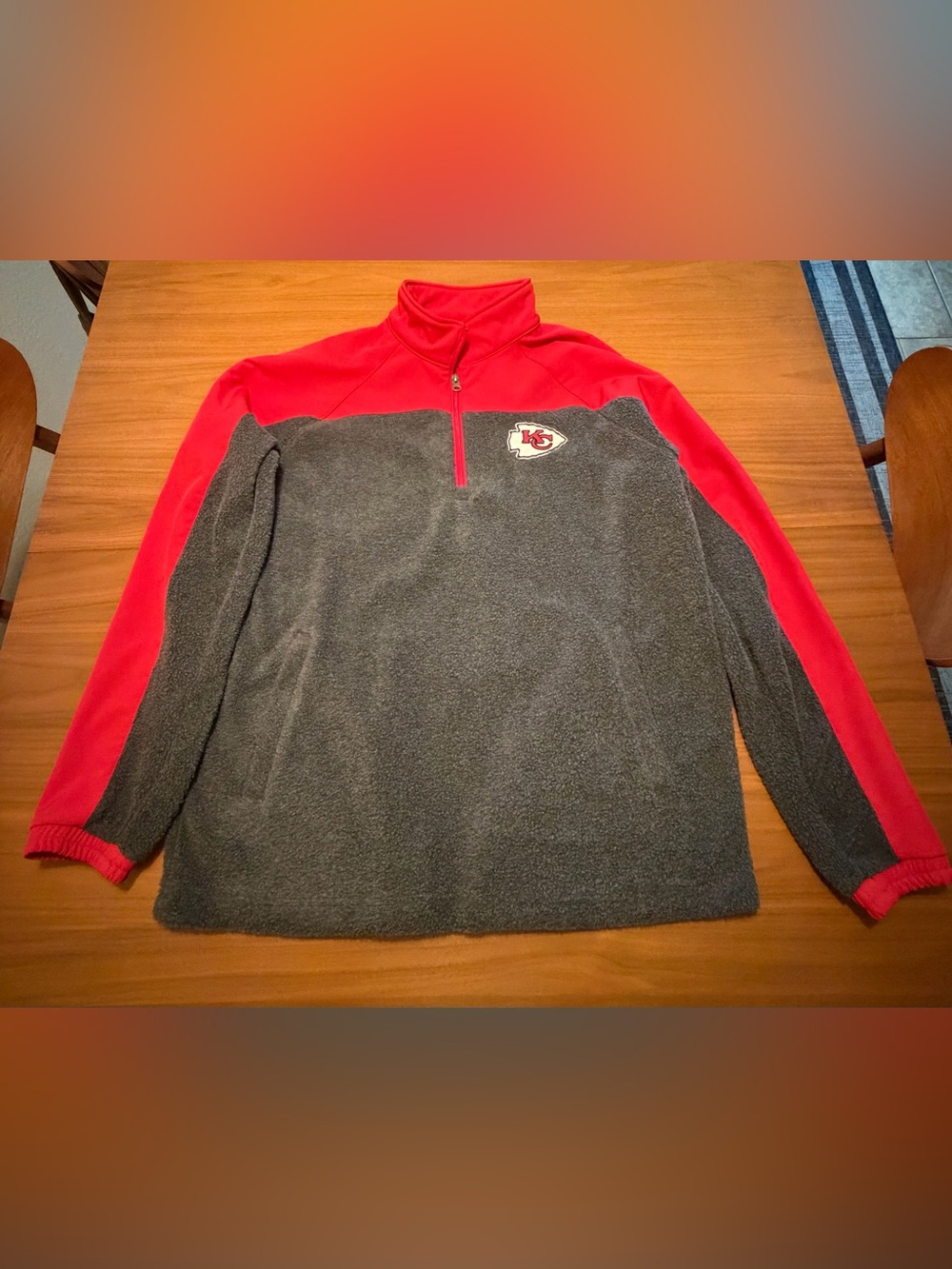 Kansas City Chiefs L Red Grey 1/4 Zip Pullover Officially Licensed